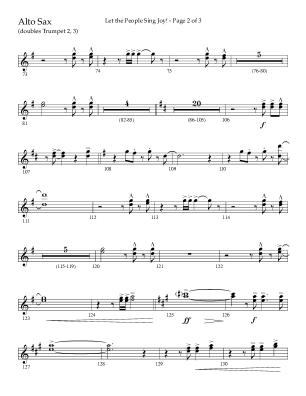 Let The People Sing Joy (Choral Anthem SATB) Alto Sax (Arr. John Bolin / Arr. Don Koch / Orch. Daniel Semsen)
