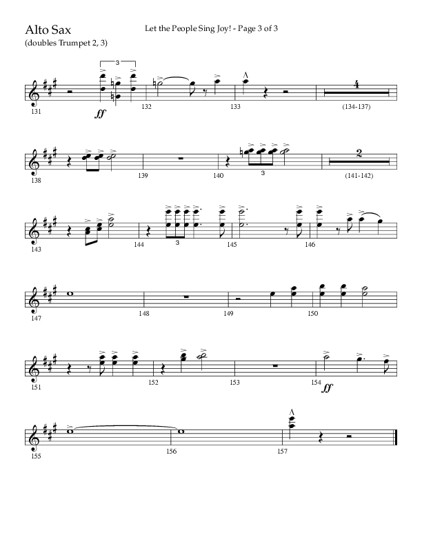 Let The People Sing Joy (Choral Anthem SATB) Alto Sax (Arr. John Bolin / Arr. Don Koch / Orch. Daniel Semsen)