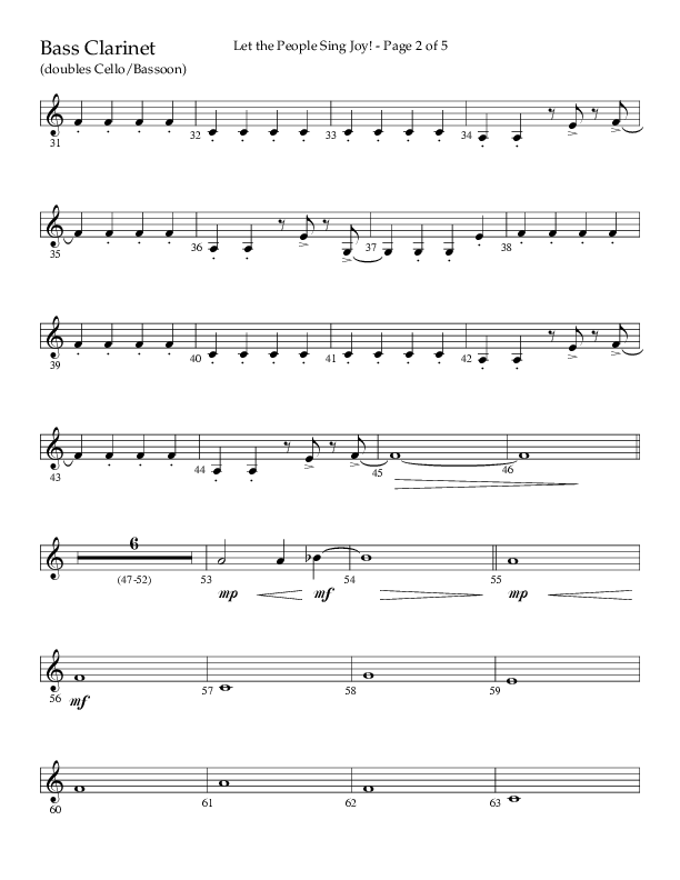 Let The People Sing Joy (Choral Anthem SATB) Bass Clarinet (Arr. John Bolin / Arr. Don Koch / Orch. Daniel Semsen)