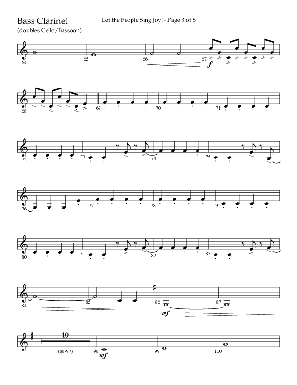 Let The People Sing Joy (Choral Anthem SATB) Bass Clarinet (Arr. John Bolin / Arr. Don Koch / Orch. Daniel Semsen)