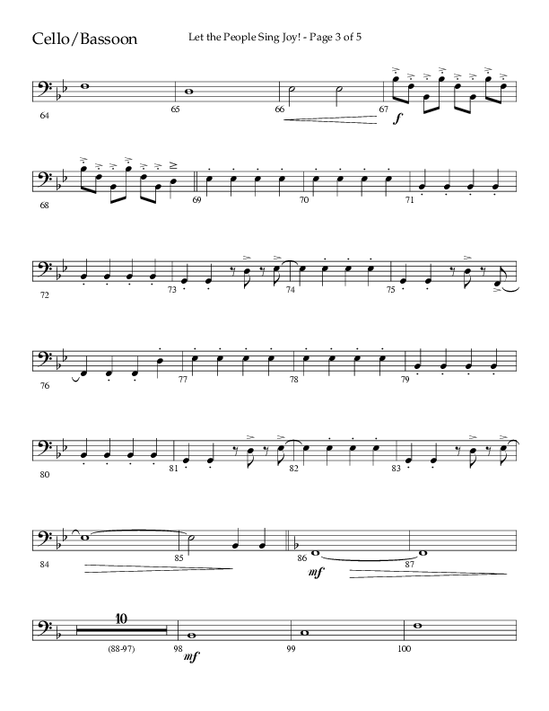 Let The People Sing Joy (Choral Anthem SATB) Cello (Arr. John Bolin / Arr. Don Koch / Orch. Daniel Semsen)