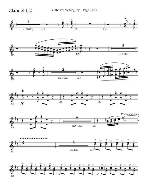 Let The People Sing Joy (Choral Anthem SATB) Clarinet 1/2 (Arr. John Bolin / Arr. Don Koch / Orch. Daniel Semsen)