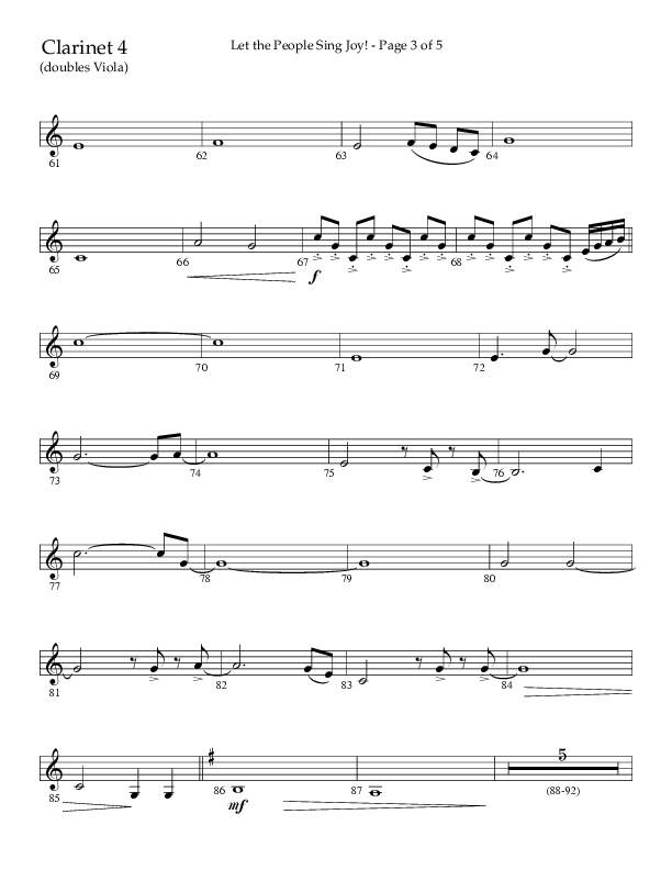 Let The People Sing Joy (Choral Anthem SATB) Clarinet (Arr. John Bolin / Arr. Don Koch / Orch. Daniel Semsen)