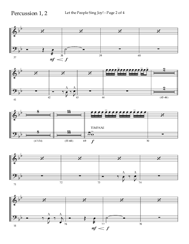 Let The People Sing Joy (Choral Anthem SATB) Percussion 1/2 (Arr. John Bolin / Arr. Don Koch / Orch. Daniel Semsen)