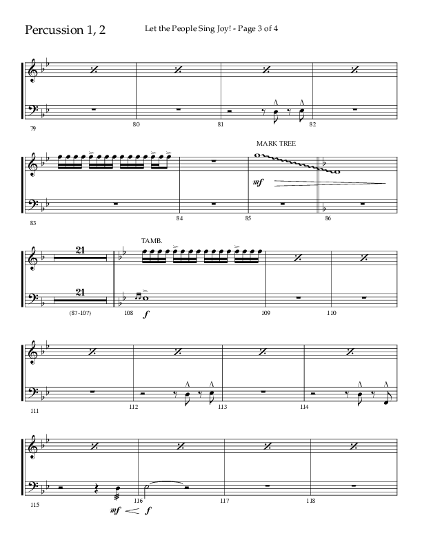 Let The People Sing Joy (Choral Anthem SATB) Percussion 1/2 (Arr. John Bolin / Arr. Don Koch / Orch. Daniel Semsen)