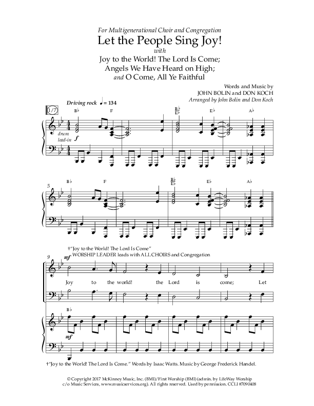 Let The People Sing Joy (Choral Anthem SATB) Anthem (SATB/Piano) (Arr. John Bolin / Arr. Don Koch / Orch. Daniel Semsen)