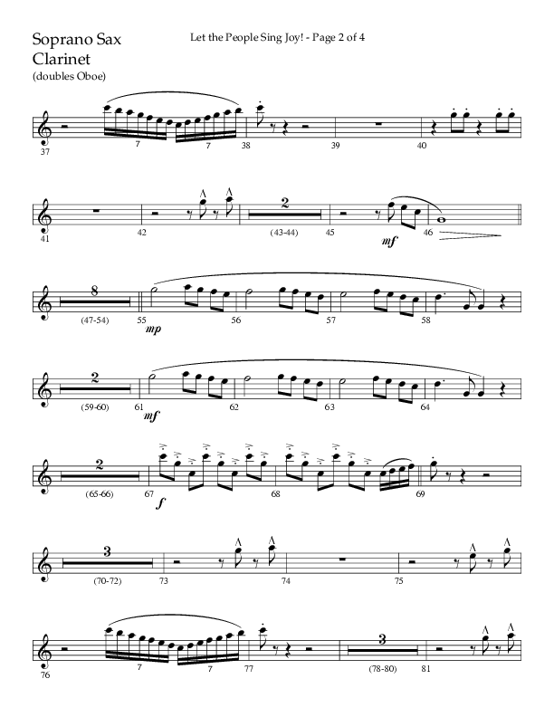 Let The People Sing Joy (Choral Anthem SATB) Soprano Sax (Arr. John Bolin / Arr. Don Koch / Orch. Daniel Semsen)