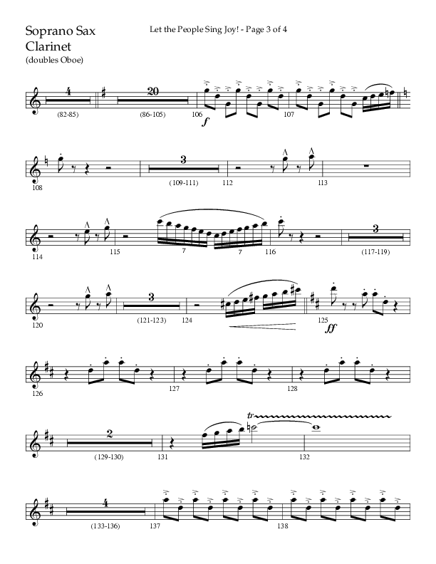 Let The People Sing Joy (Choral Anthem SATB) Soprano Sax (Arr. John Bolin / Arr. Don Koch / Orch. Daniel Semsen)