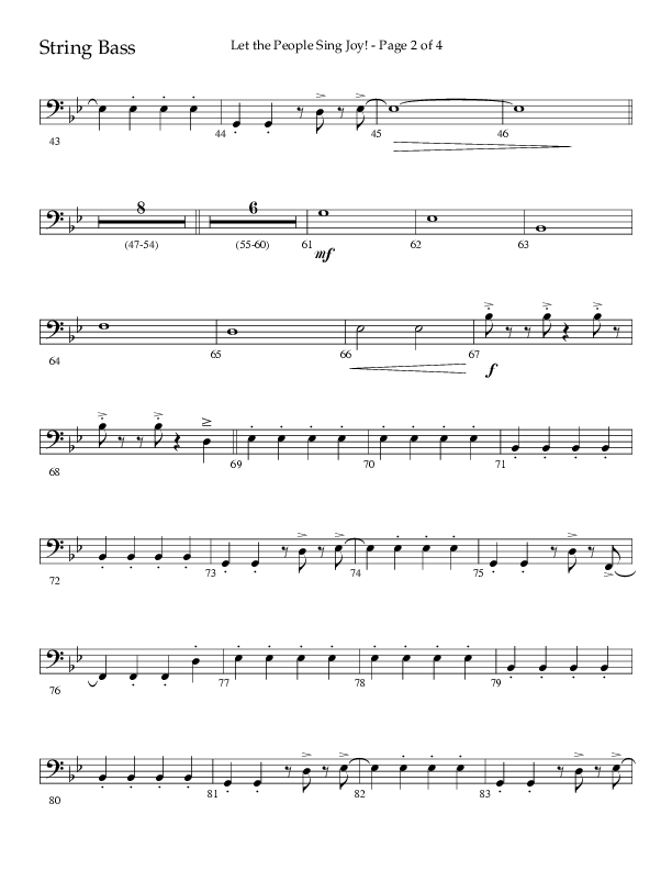 Let The People Sing Joy (Choral Anthem SATB) String Bass (Arr. John Bolin / Arr. Don Koch / Orch. Daniel Semsen)