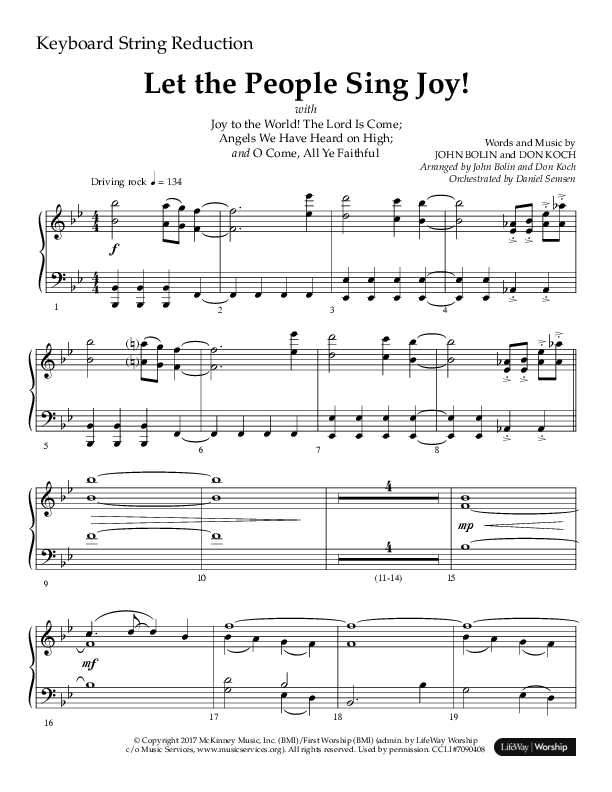 Let The People Sing Joy (Choral Anthem SATB) String Reduction (Arr. John Bolin / Arr. Don Koch / Orch. Daniel Semsen)