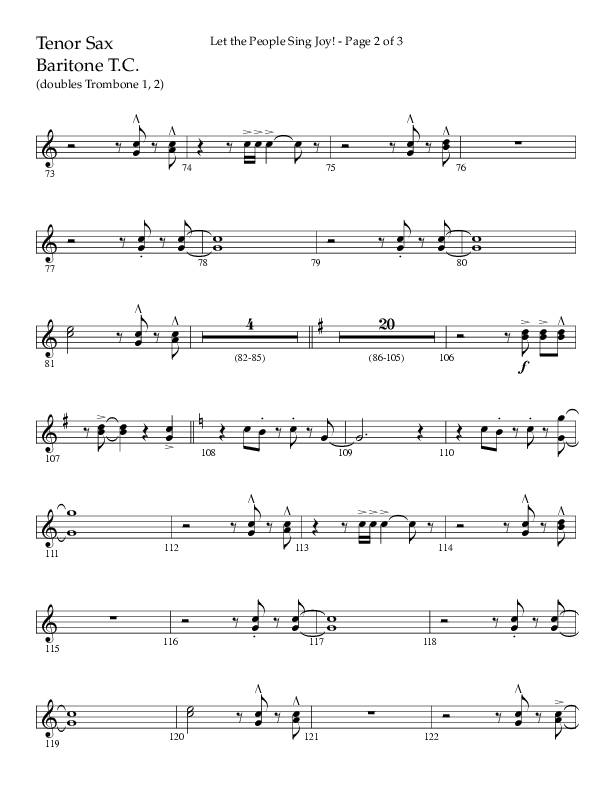 Let The People Sing Joy (Choral Anthem SATB) Tenor Sax/Baritone T.C. (Arr. John Bolin / Arr. Don Koch / Orch. Daniel Semsen)