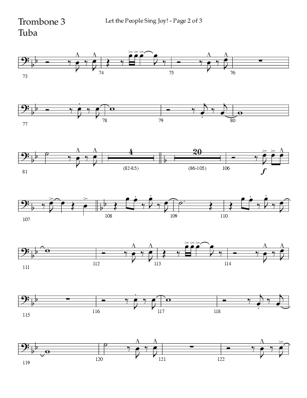 Let The People Sing Joy (Choral Anthem SATB) Trombone 3/Tuba (Arr. John Bolin / Arr. Don Koch / Orch. Daniel Semsen)