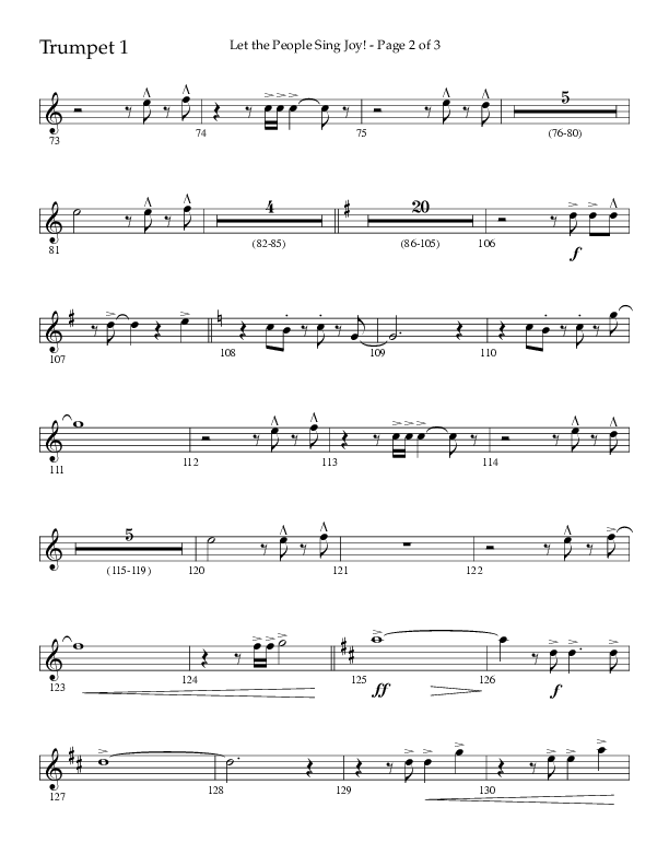 Let The People Sing Joy (Choral Anthem SATB) Trumpet 1 (Arr. John Bolin / Arr. Don Koch / Orch. Daniel Semsen)