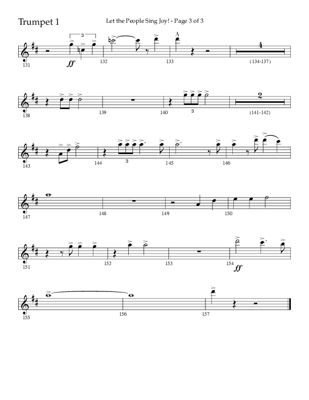 Let The People Sing Joy (Choral Anthem SATB) Trumpet 1 (Arr. John Bolin / Arr. Don Koch / Orch. Daniel Semsen)