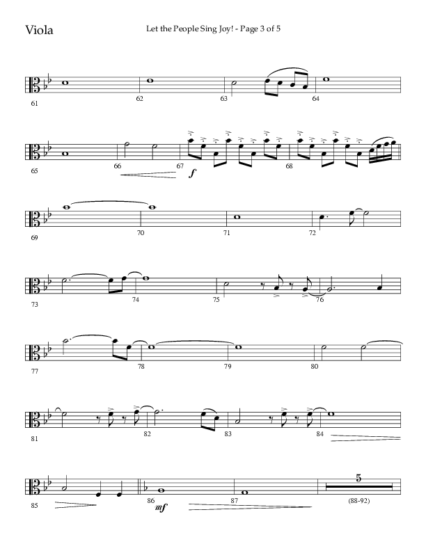 Let The People Sing Joy (Choral Anthem SATB) Viola (Arr. John Bolin / Arr. Don Koch / Orch. Daniel Semsen)