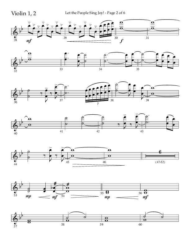 Let The People Sing Joy (Choral Anthem SATB) Violin 1/2 (Arr. John Bolin / Arr. Don Koch / Orch. Daniel Semsen)