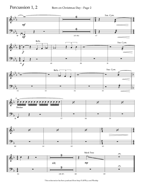 Born On Christmas Day (Choral Anthem SATB) Percussion 1/2 (Lifeway Choral / Arr. Camp Kirkland)