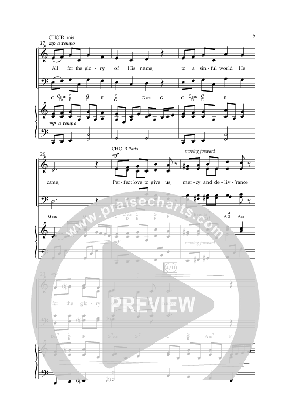 All For The Glory Of His Name (Choral Anthem SATB) Anthem (SATB/Piano) (Lifeway Choral / Arr. Mike Harland)