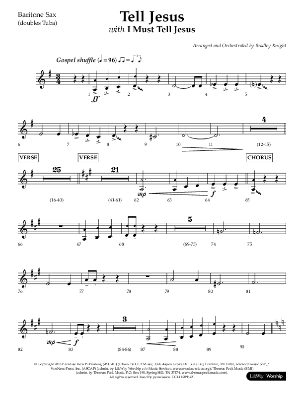 Tell Jesus (with I Must Tell Jesus) (Choral Anthem SATB) Bari Sax (Lifeway Choral / Arr. Bradley Knight)