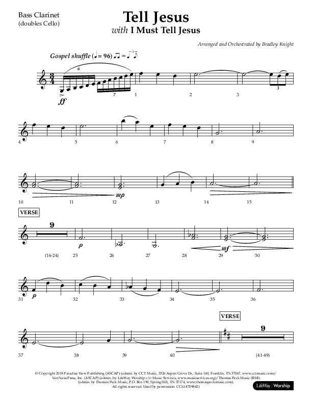 Tell Jesus (with I Must Tell Jesus) (Choral Anthem SATB) Bass Clarinet (Lifeway Choral / Arr. Bradley Knight)