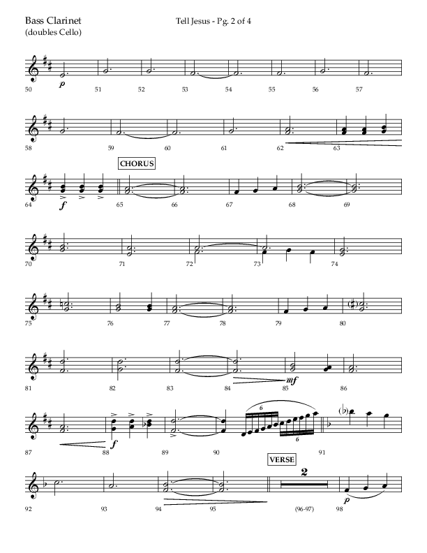 Tell Jesus (with I Must Tell Jesus) (Choral Anthem SATB) Bass Clarinet (Lifeway Choral / Arr. Bradley Knight)