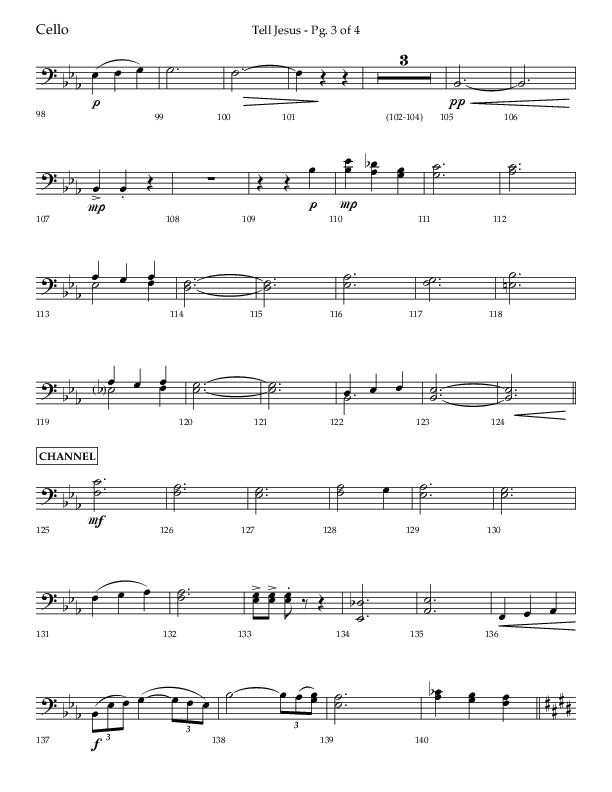 Tell Jesus (with I Must Tell Jesus) (Choral Anthem SATB) Cello (Lifeway Choral / Arr. Bradley Knight)