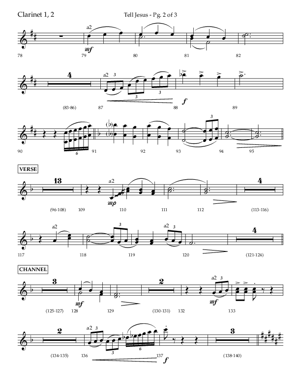 Tell Jesus (with I Must Tell Jesus) (Choral Anthem SATB) Clarinet 1/2 (Lifeway Choral / Arr. Bradley Knight)