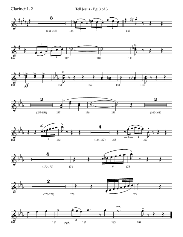 Tell Jesus (with I Must Tell Jesus) (Choral Anthem SATB) Clarinet 1/2 (Lifeway Choral / Arr. Bradley Knight)