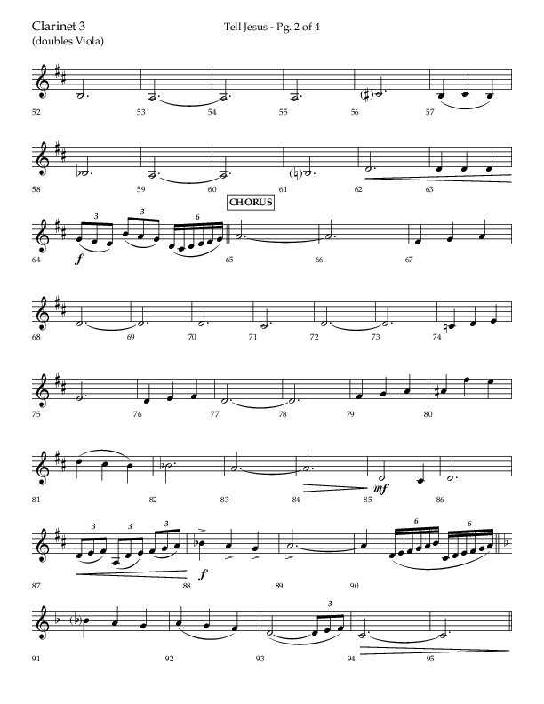 Tell Jesus (with I Must Tell Jesus) (Choral Anthem SATB) Clarinet 3 (Lifeway Choral / Arr. Bradley Knight)