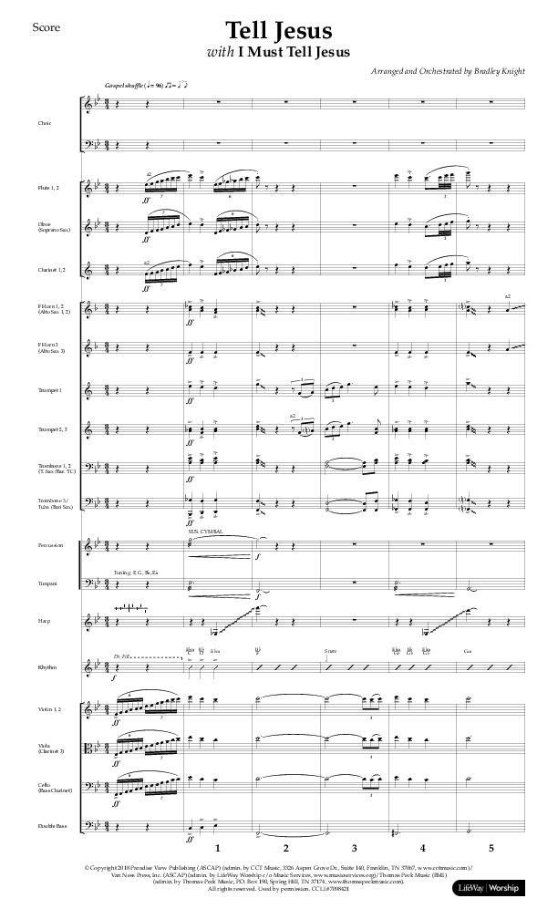 Tell Jesus (with I Must Tell Jesus) (Choral Anthem SATB) Orchestration (Lifeway Choral / Arr. Bradley Knight)