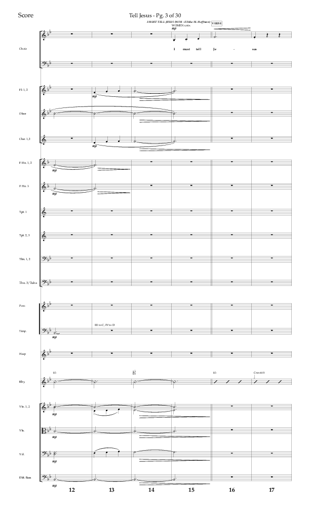 Tell Jesus (with I Must Tell Jesus) (Choral Anthem SATB) Orchestration (Lifeway Choral / Arr. Bradley Knight)
