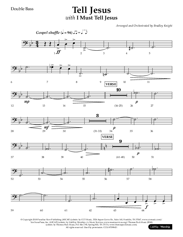 Tell Jesus (with I Must Tell Jesus) (Choral Anthem SATB) Double Bass (Lifeway Choral / Arr. Bradley Knight)