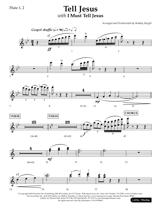 Tell Jesus (with I Must Tell Jesus) (Choral Anthem SATB) Flute 1/2 (Lifeway Choral / Arr. Bradley Knight)
