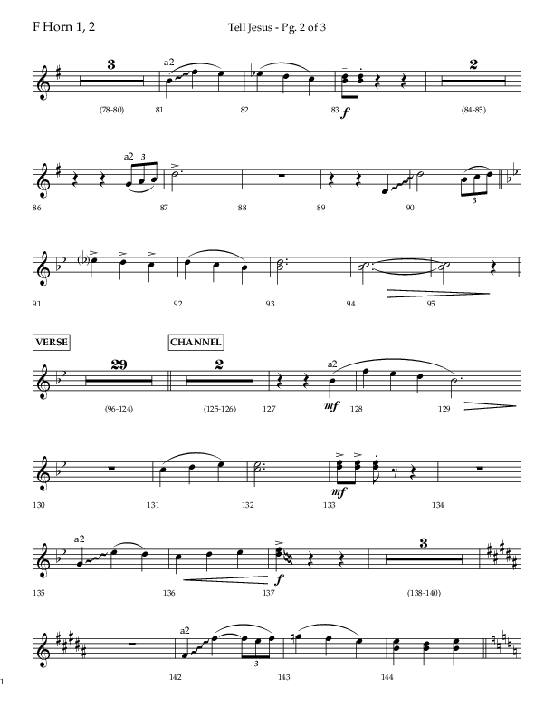 Tell Jesus (with I Must Tell Jesus) (Choral Anthem SATB) French Horn 1/2 (Lifeway Choral / Arr. Bradley Knight)