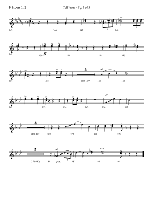 Tell Jesus (with I Must Tell Jesus) (Choral Anthem SATB) French Horn 1/2 (Lifeway Choral / Arr. Bradley Knight)