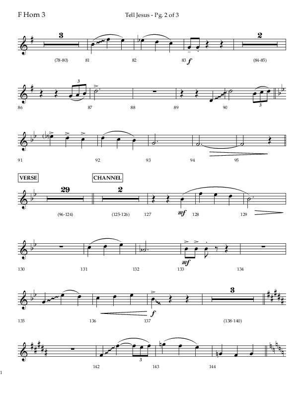 Tell Jesus (with I Must Tell Jesus) (Choral Anthem SATB) French Horn 3 (Lifeway Choral / Arr. Bradley Knight)