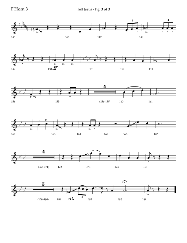 Tell Jesus (with I Must Tell Jesus) (Choral Anthem SATB) French Horn 3 (Lifeway Choral / Arr. Bradley Knight)