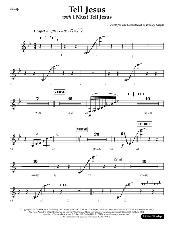 Tell Jesus (with I Must Tell Jesus) (Choral Anthem SATB) Harp (Lifeway Choral / Arr. Bradley Knight)