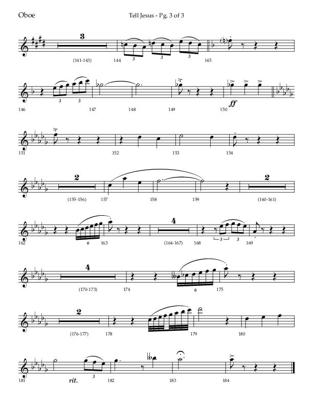 Tell Jesus (with I Must Tell Jesus) (Choral Anthem SATB) Oboe (Lifeway Choral / Arr. Bradley Knight)