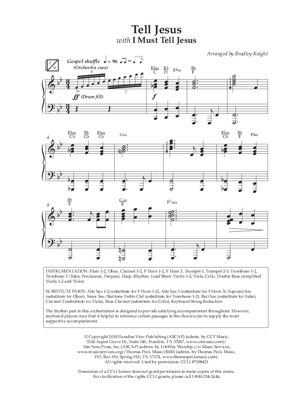 Tell Jesus (with I Must Tell Jesus) (Choral Anthem SATB) Anthem (SATB/Piano) (Lifeway Choral / Arr. Bradley Knight)