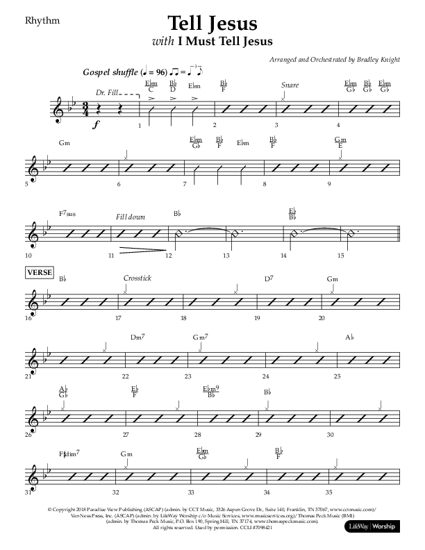 Tell Jesus (with I Must Tell Jesus) (Choral Anthem SATB) Lead Melody & Rhythm (Lifeway Choral / Arr. Bradley Knight)