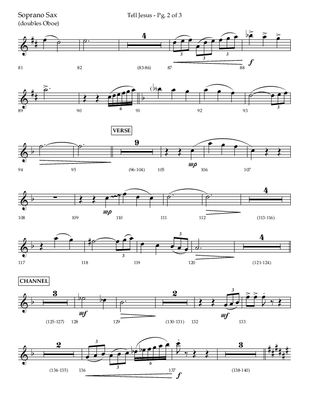 Tell Jesus (with I Must Tell Jesus) (Choral Anthem SATB) Soprano Sax (Lifeway Choral / Arr. Bradley Knight)