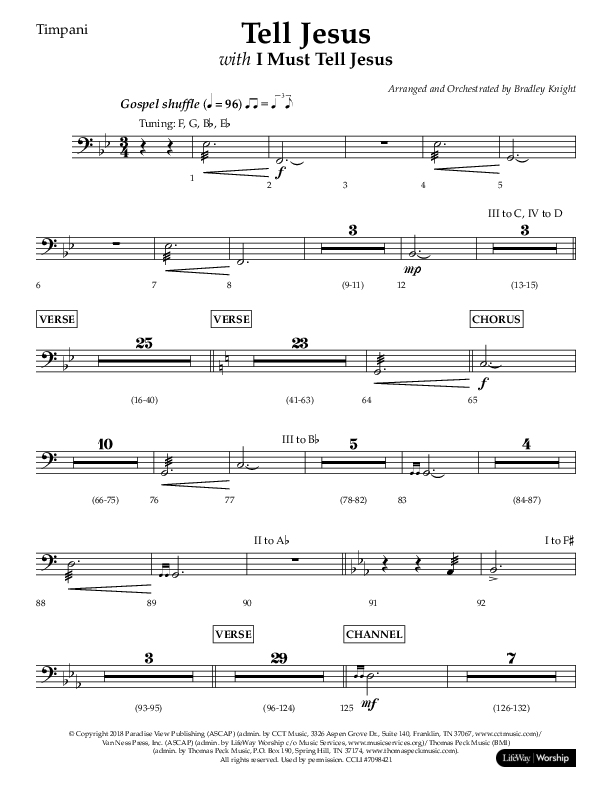 Tell Jesus (with I Must Tell Jesus) (Choral Anthem SATB) Timpani (Lifeway Choral / Arr. Bradley Knight)