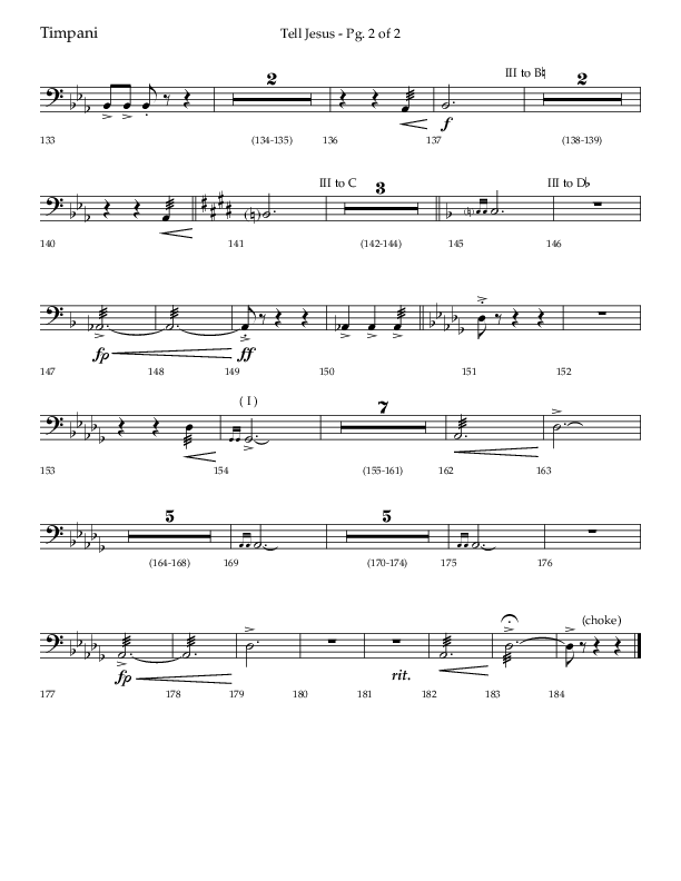 Tell Jesus (with I Must Tell Jesus) (Choral Anthem SATB) Timpani (Lifeway Choral / Arr. Bradley Knight)