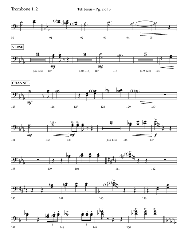 Tell Jesus (with I Must Tell Jesus) (Choral Anthem SATB) Trombone 1/2 (Lifeway Choral / Arr. Bradley Knight)
