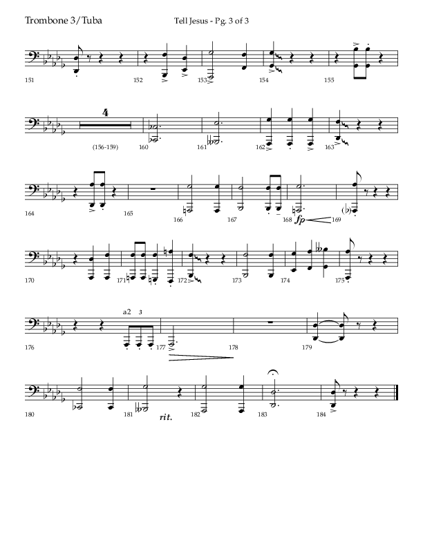 Tell Jesus (with I Must Tell Jesus) (Choral Anthem SATB) Trombone 3/Tuba (Lifeway Choral / Arr. Bradley Knight)