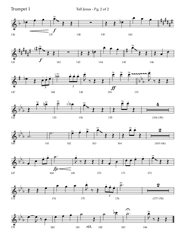 Tell Jesus (with I Must Tell Jesus) (Choral Anthem SATB) Trumpet 1 (Lifeway Choral / Arr. Bradley Knight)