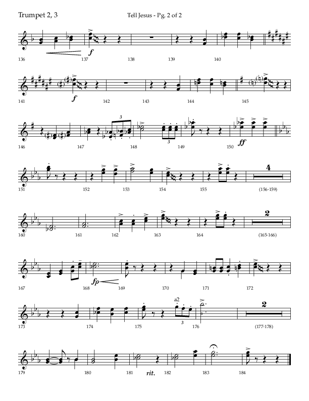 Tell Jesus (with I Must Tell Jesus) (Choral Anthem SATB) Trumpet 2/3 (Lifeway Choral / Arr. Bradley Knight)
