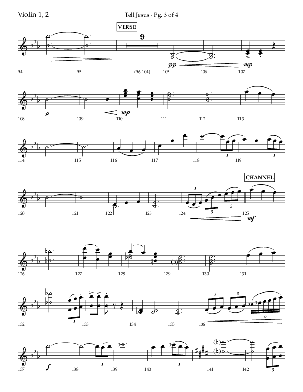 Tell Jesus (with I Must Tell Jesus) (Choral Anthem SATB) Violin 1/2 (Lifeway Choral / Arr. Bradley Knight)