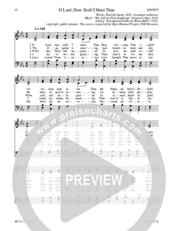 O Lord, How Shall I Meet Thee Hymn Sheet (SATB) (Traditional Hymn)